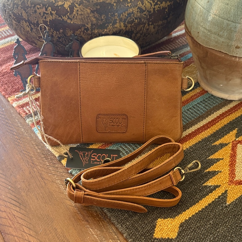 Scout Tan Leather Crossbody Bag